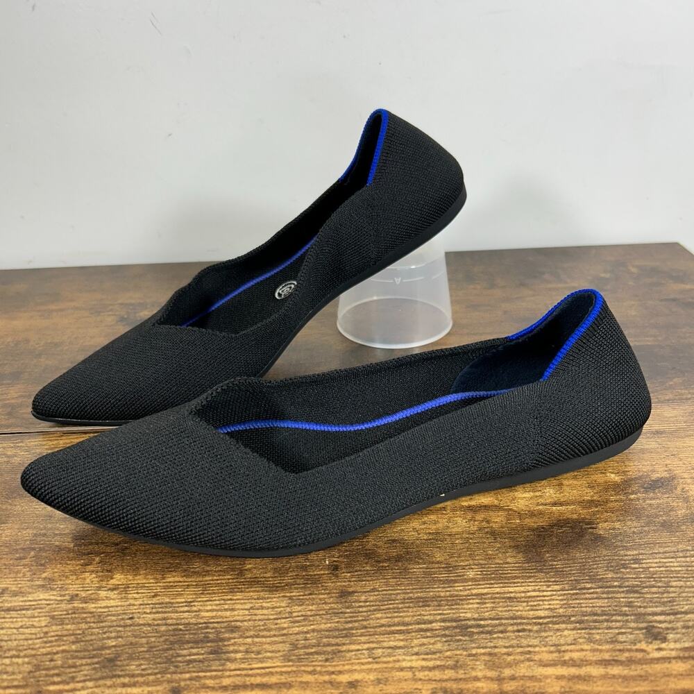 ROTHY’S The Point II Black Flats In Love Insole 10.5 Quiet Luxury Casual Chic - Picture 3 of 7